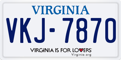 VA license plate VKJ7870