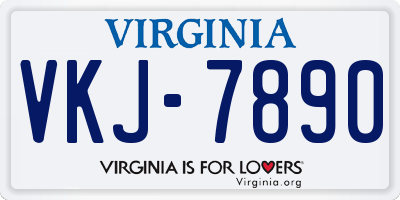 VA license plate VKJ7890