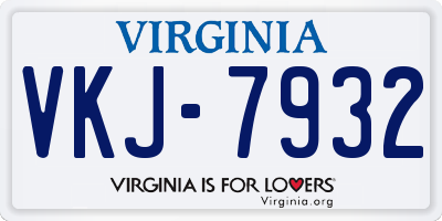 VA license plate VKJ7932