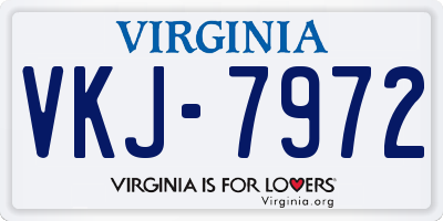 VA license plate VKJ7972