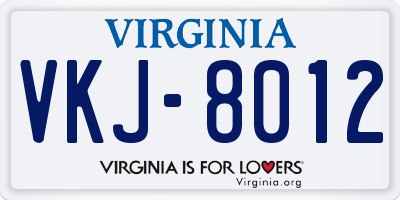 VA license plate VKJ8012