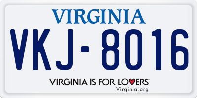 VA license plate VKJ8016