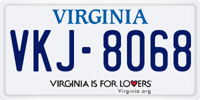 VA license plate VKJ8068