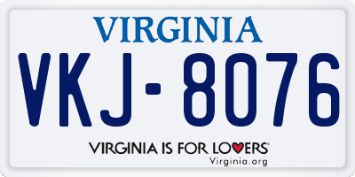 VA license plate VKJ8076