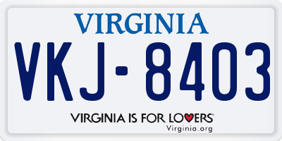 VA license plate VKJ8403