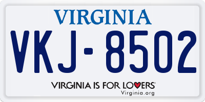 VA license plate VKJ8502