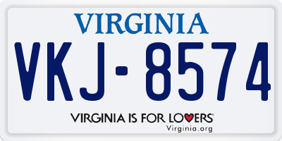 VA license plate VKJ8574