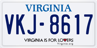 VA license plate VKJ8617