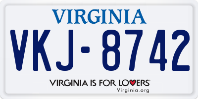 VA license plate VKJ8742