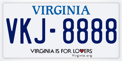 VA license plate VKJ8888