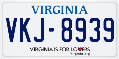 VA license plate VKJ8939