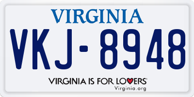 VA license plate VKJ8948
