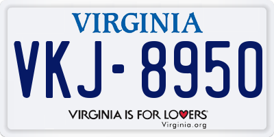 VA license plate VKJ8950