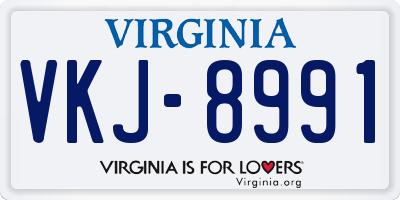 VA license plate VKJ8991