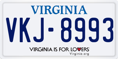 VA license plate VKJ8993
