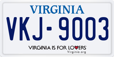 VA license plate VKJ9003
