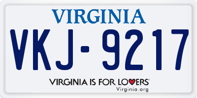 VA license plate VKJ9217
