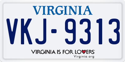 VA license plate VKJ9313