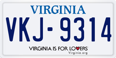 VA license plate VKJ9314