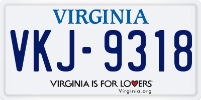 VA license plate VKJ9318