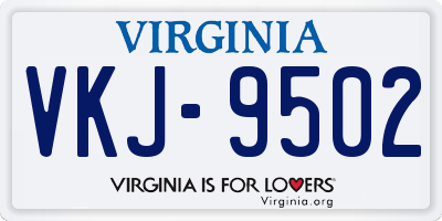 VA license plate VKJ9502