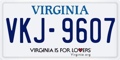 VA license plate VKJ9607