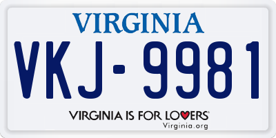 VA license plate VKJ9981