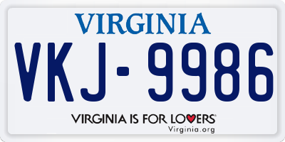 VA license plate VKJ9986