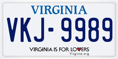 VA license plate VKJ9989