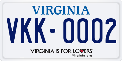 VA license plate VKK0002