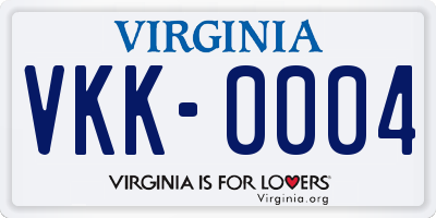 VA license plate VKK0004