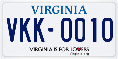 VA license plate VKK0010