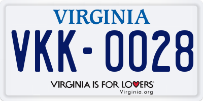 VA license plate VKK0028
