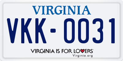 VA license plate VKK0031