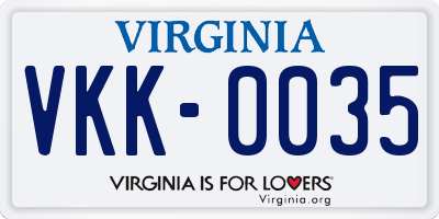 VA license plate VKK0035