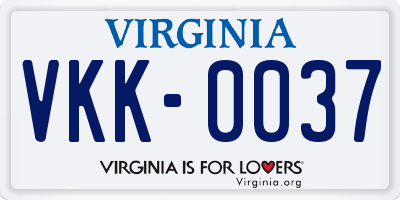 VA license plate VKK0037