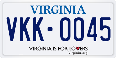 VA license plate VKK0045