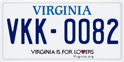 VA license plate VKK0082