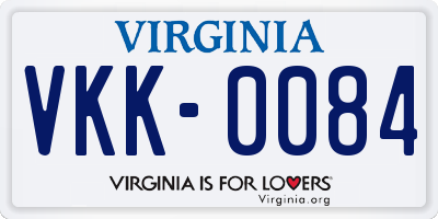 VA license plate VKK0084