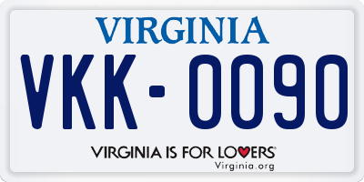 VA license plate VKK0090