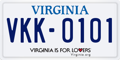 VA license plate VKK0101