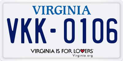 VA license plate VKK0106