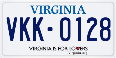 VA license plate VKK0128