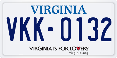 VA license plate VKK0132