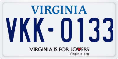 VA license plate VKK0133