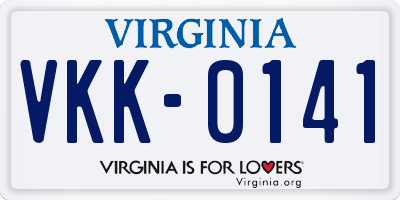 VA license plate VKK0141