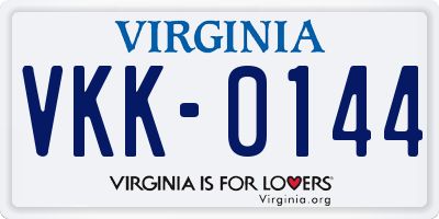 VA license plate VKK0144