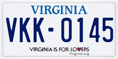 VA license plate VKK0145