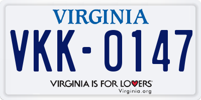 VA license plate VKK0147