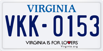 VA license plate VKK0153